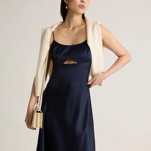 NWT Quince 100% Washable Silk Cutout Midi Slip Dress S